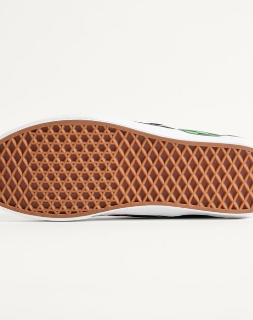 Valentino Garavani - Valentino Garavani And Vans Slip-on Fabric Trainer With Vlogo Checkerboard Print And Tropical Leaves Print - Black/red/green - Man - Sneakers