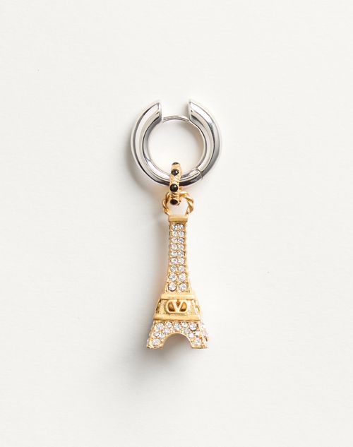 Valentino Garavani - Chez Valentino Single Earring In Metal And Swarovski® Rhinestones - Palladium/antique Brass - Woman - Woman Sale