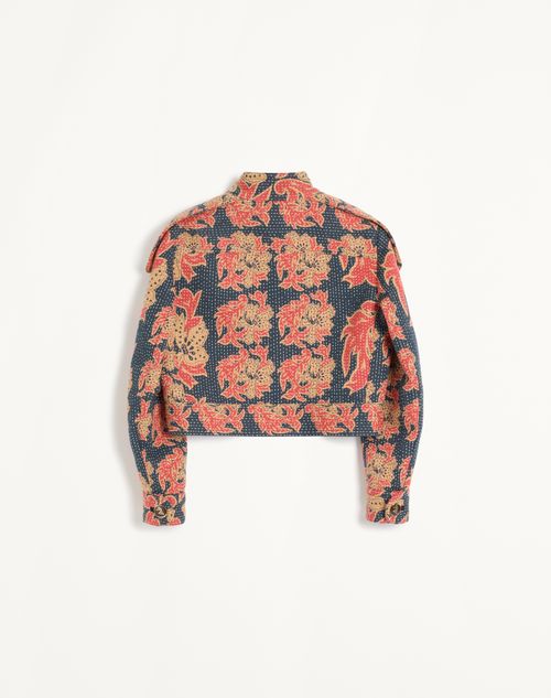Valentino - Caban In Apres L'hiver Quilted Floral Jacquard - Indigo/multicolour - Woman - Jackets And Blazers