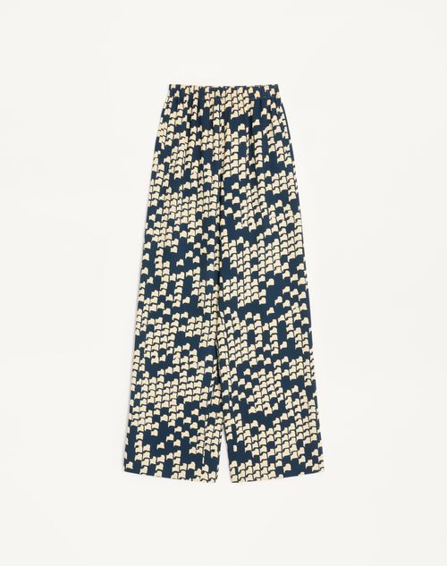 Valentino - Opticool Cady Trousers - Blue/ivory - Woman - Trousers And Shorts