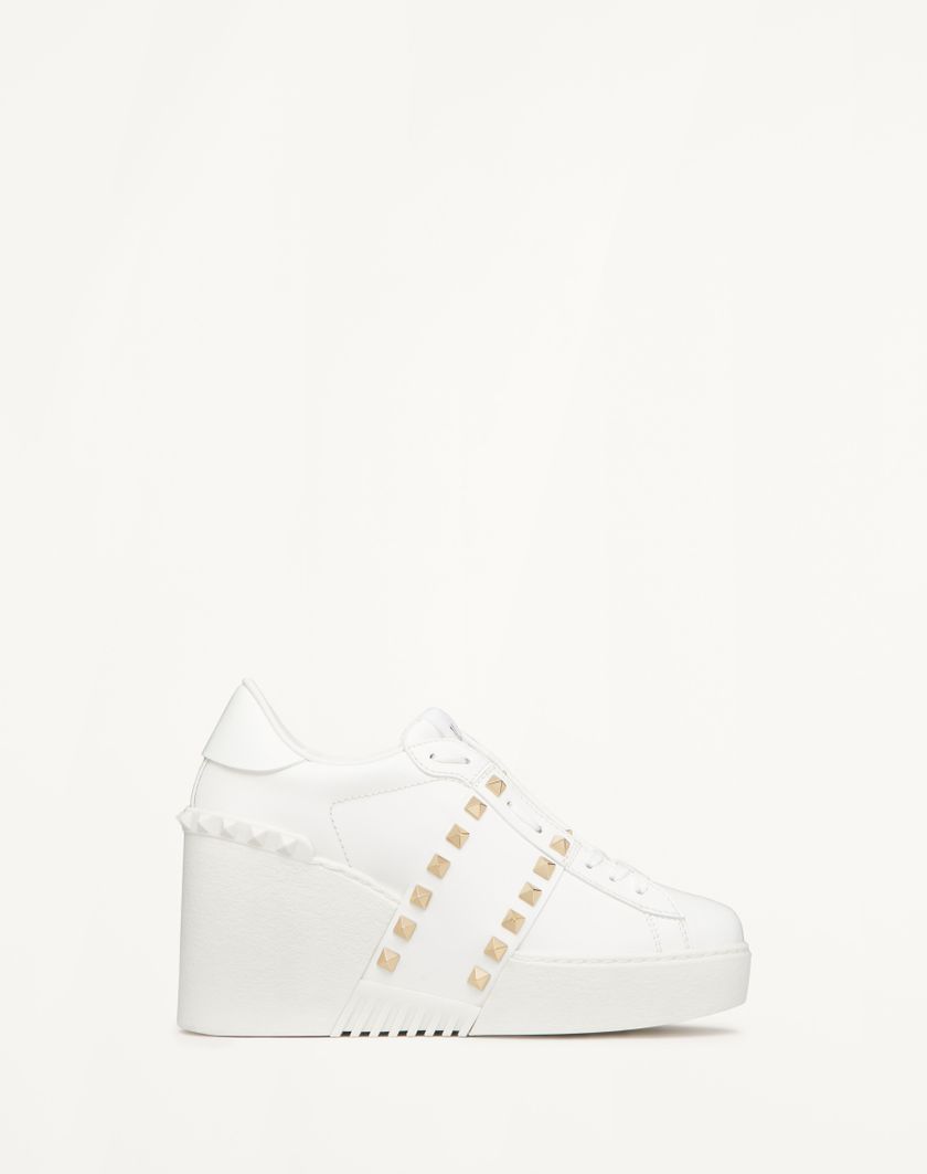 Valentino Handbags Sneaker Con Zeppa Open Disco In Vitello 85mm per Donna in Bianco | Valentino IT