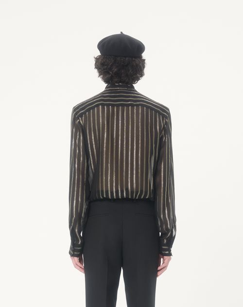Valentino - Valentino Silk Chiffon & Lurex Shirt - Black/gold - Man - Shirts