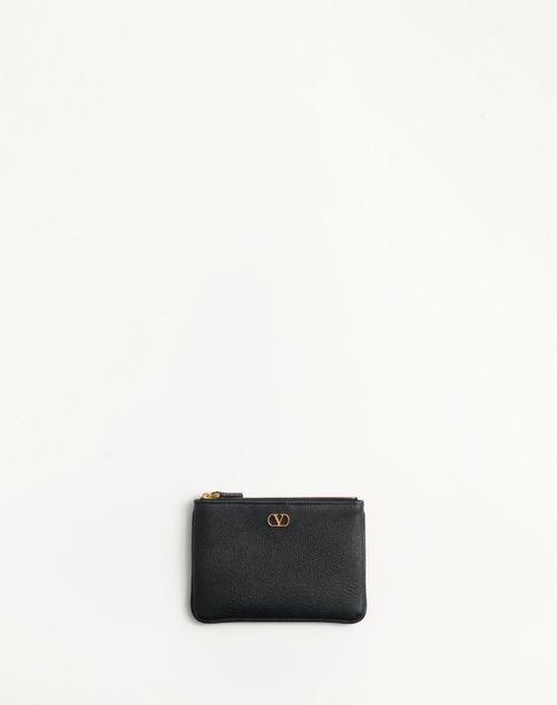 Valentino Garavani - Vlogo Signature Grainy Calfskin Clutch Bag - Black - Woman - Wallets And Small Leather Goods