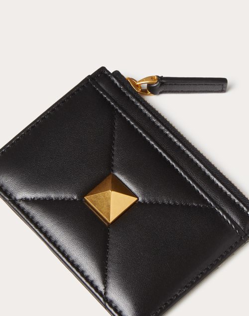 Valentino Garavani - Roman Stud Nappa Leather Coin Purse With Zipper - Black - Woman - Wallets And Small Leather Goods