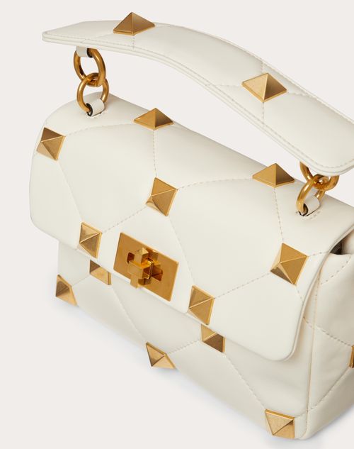 VALENTINO GARAVANI: Roman Stud bag in quilted nappa - White