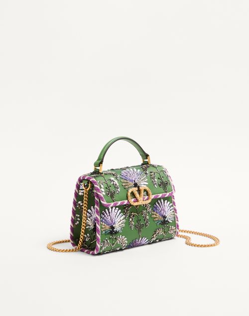 Valentino Garavani - Valentino Garavani Mini Vsling Embroidered Handbag With Jewel Logo - Multicolor - Woman - Top Handle Bags