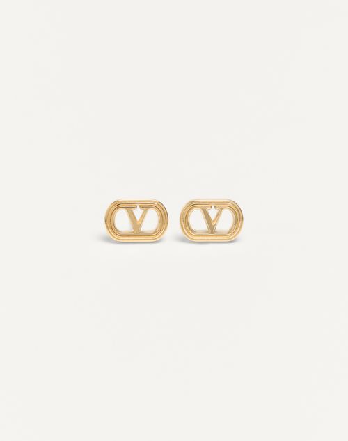 Valentino Garavani - Valentino Ovalette Metal Earrings - Gold - Man - Jewelry