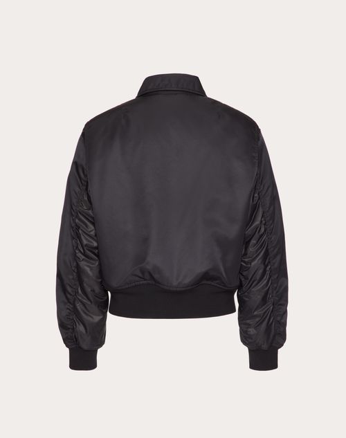Valentino - Nylon Bomber Jacket With Vlogo Signature Tag - Black/ivory - Man - Outerwear