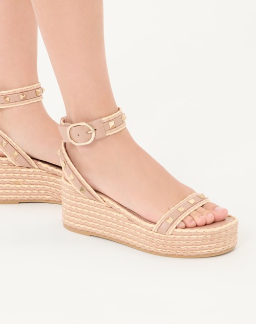 Rockstud Flatform Sandal In Calfskin 45Mm