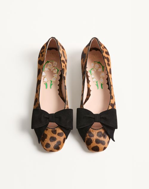 Valentino Garavani - Bowow Ballerina In Pony-effect Calfskin - Animal Print - Woman - Ballerinas