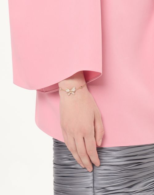Valentino Garavani - Flutterby Bracelet In Metal And Swarovski® Crystals - Platinum/crystal - Woman - Accessories