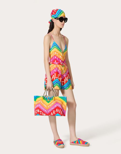 Valentino - Valentino Chevron Lycra 24 One-piece Swimsuit - Multicolor - Woman - Women Valentino Escape 2024 Collection