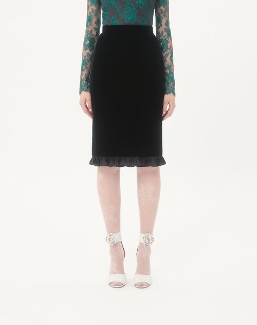 Valentino - Sablé Velvet Skirt - Black - Woman - Skirts