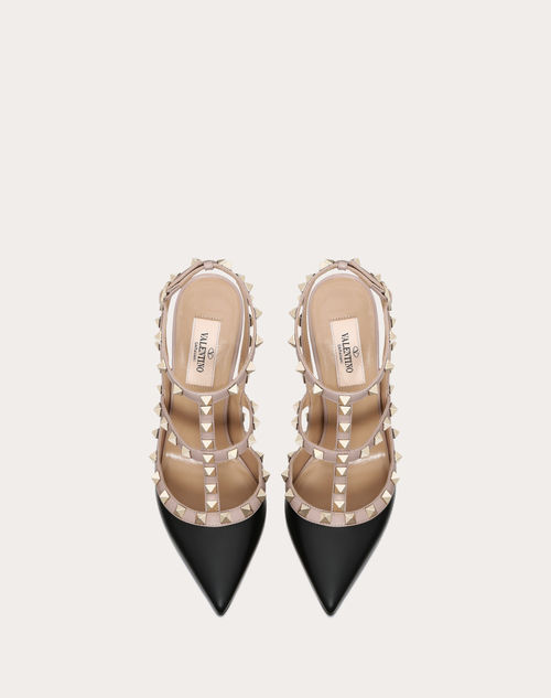 slot kæmpe Fascinate Rockstud Ankle Strap Pump 100 Mm for Woman in Poudre | Valentino US