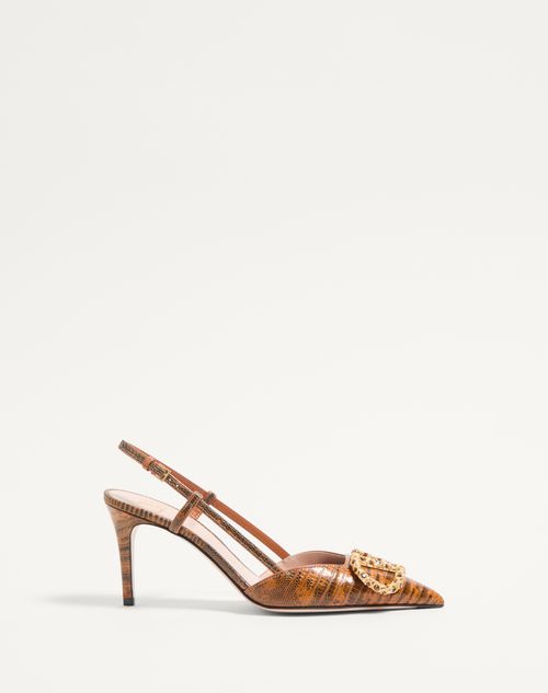 Valentino Garavani - Vlogo Signature Slingback Pumps In Tejus 80mm - Straw/smoked Topaz - Woman - Gifts For Her