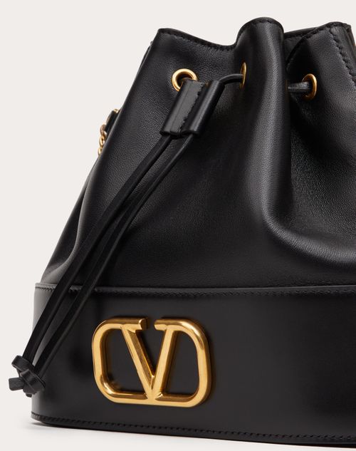 Valentino Garavani Mini Bucket Bag in Nappa with Vlogo Signature Chain Woman Black Onesize