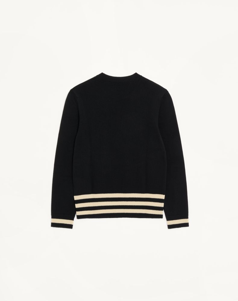 Valentino Wool Crewneck Jumper With Star Motif And Vlogo Embroidery Man Black/Butter Xxl