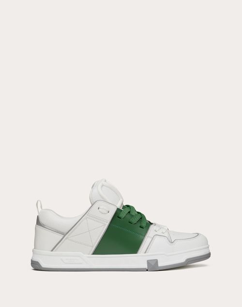 Open Skate Calfskin And Fabric Sneaker for Man in White/green