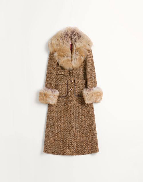 Valentino - Fantasy Tweed Coat - Brown/multicolor - Woman - Coats And Outerwear