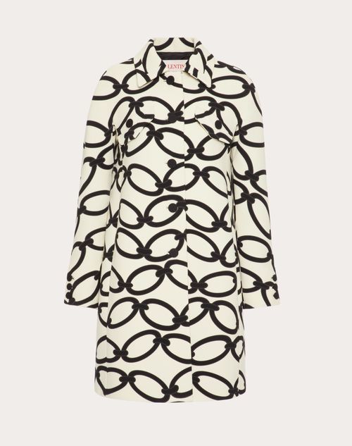 Valentino - Valentino Chain 1967 Double Crepe Couture Coat - Ivory/black - Woman - Coats And Outerwear