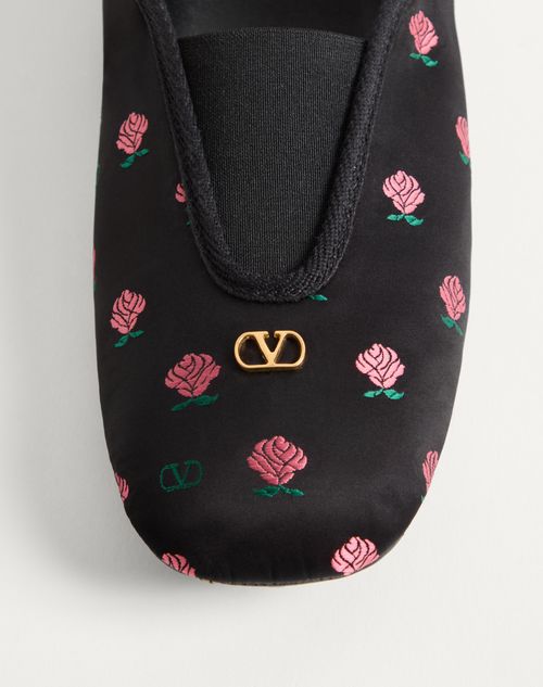 Valentino Garavani - Rhytmika Slipper In Jacquard Rose Fabric - Black - Man - Sneakers