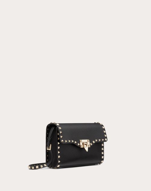 Small Rockstud Grainy Calfskin Crossbody Bag for Woman in Small Rockstud Grainy Calfskin Crossbody Bag for Woman in