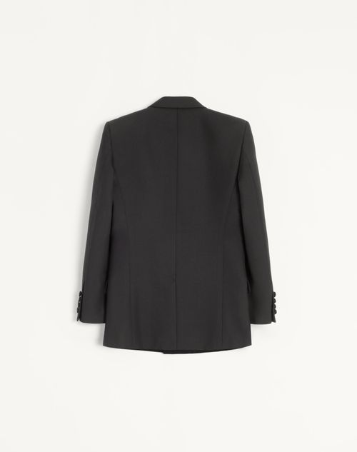 Valentino - Valentino Zweireihiges Jackett Aus Wollgabardine - Schwarz - Mann - Mäntels Und Blazers