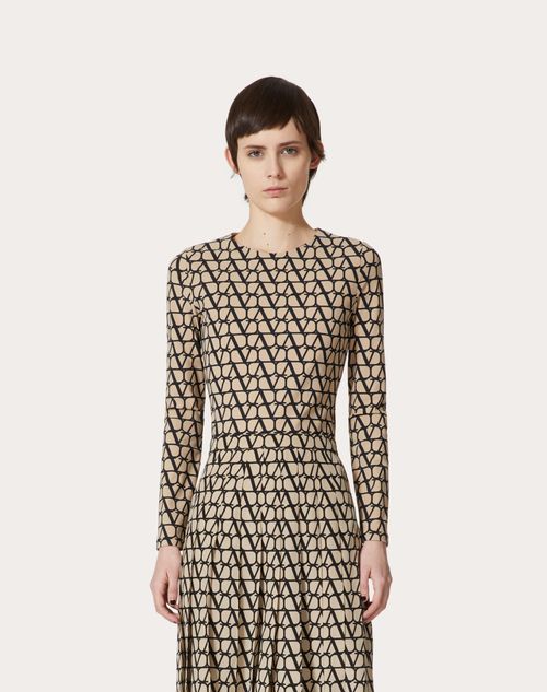 Toile Iconographe Jersey Top for Woman in Beige/black | Valentino US