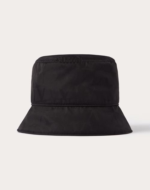 Valentino Garavani - Bucket Hat Reversibile Toile Iconographe In Nylon Con Pochette - Nero - Uomo - Cappelli E Guanti