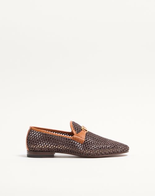 Valentino Garavani - Wolfe Loafer In Woven Raffia - Brown - Man - Loafers And Driver