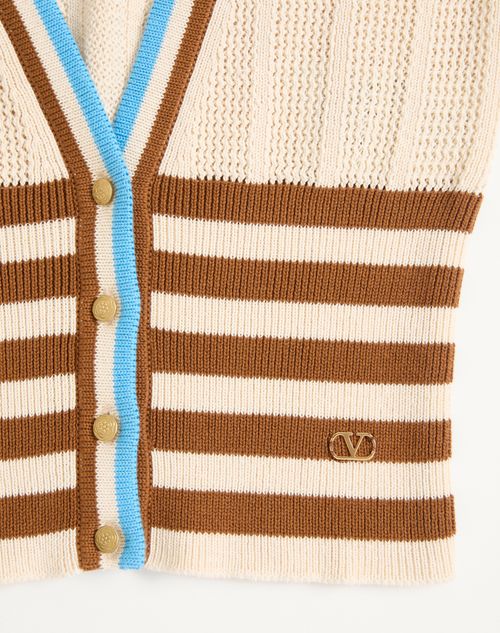 Valentino - Cotton Cardigan - Birch - Woman - Knitwear