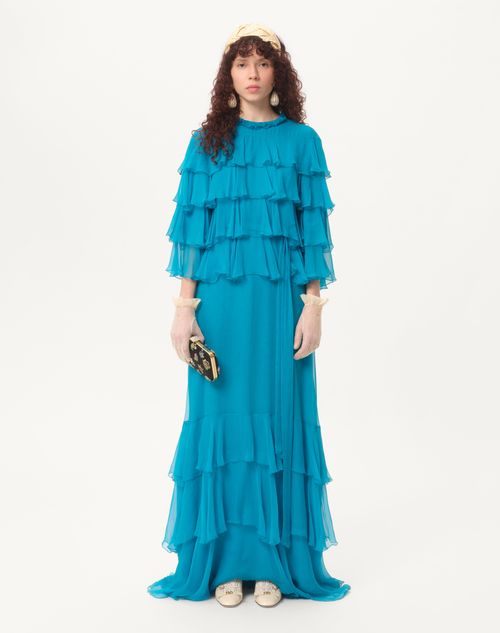 Valentino - Chiffon Evening Dress - Peacock - Woman - Gowns