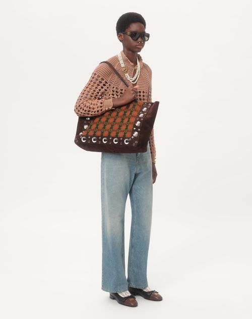 Valentino Garavani - Valentino Garavani Nellcôte Large Shopping Bag In Jacquard Fabric - Multicolour/testa Di Moro - Man - Bags