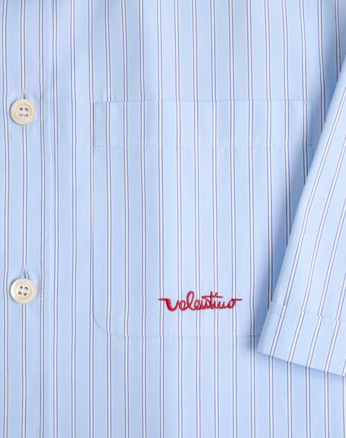 Valentino - Embroidered Cotton Shirt - Sky Blue - Man - Shirts