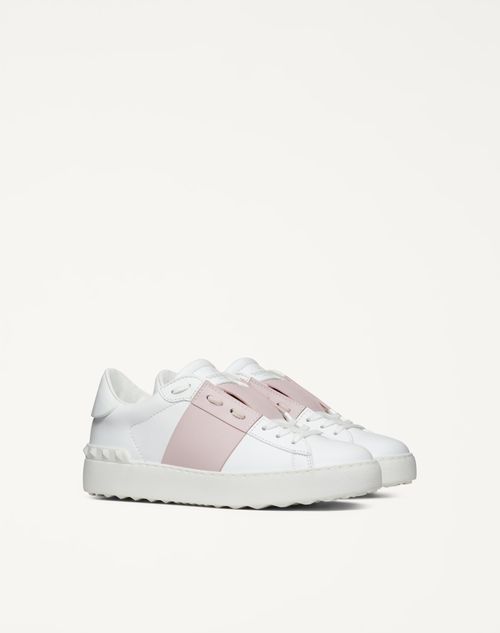 Valentino Garavani - Open Sneaker In Calfskin Leather - White/water Rose - Woman - Sneakers