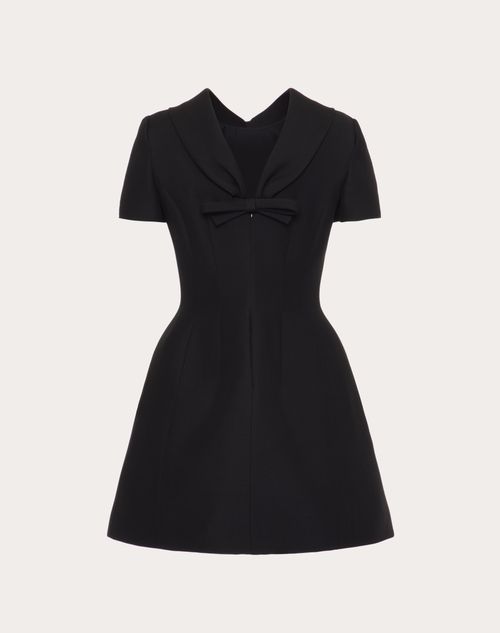 Crepe Couture Short Dress With Bow Detail for Woman in Black | Valentino US