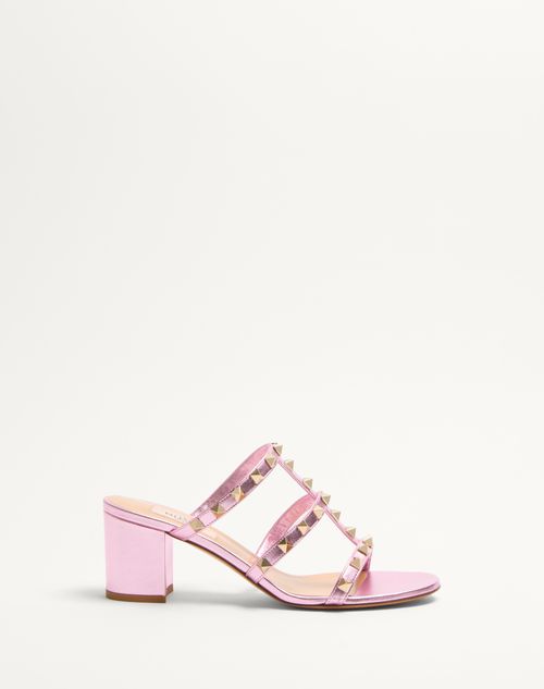 Valentino Garavani - Rockstud Slide Sandal In Laminated Nappa 60mm - Giacinto - Woman - Sandals