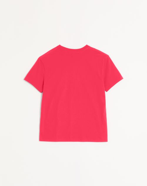 Valentino - Cotton T-shirt With Vlogo Patch - Red - Man - T-shirts And Sweatshirts