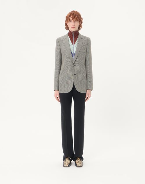 Valentino - Valentino Einreihige Wolljacke Mit Hahnentrittmuster - Elfenbein/schwarz - Mann - Mäntels Und Blazers