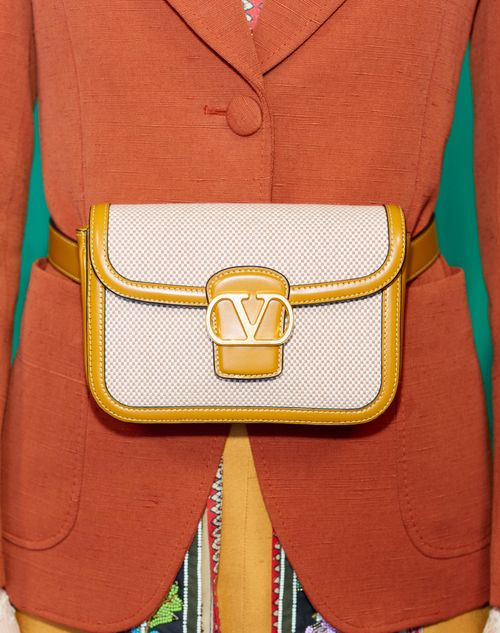 Valentino Garavani - VALENTINO GARAVANI 9TO5 CANVAS BELT BAG - Natural/tobacco - Woman - Belt Bags