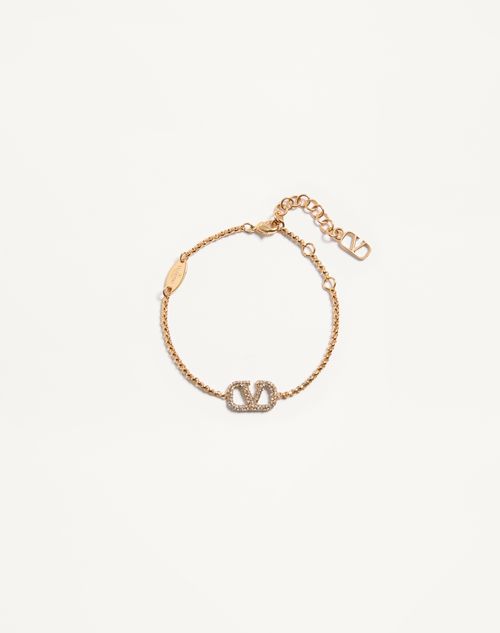 Valentino Garavani - Vlogo Signature Bracelet In Metal And Swarovski® Crystals - Gold - Woman - Accessories