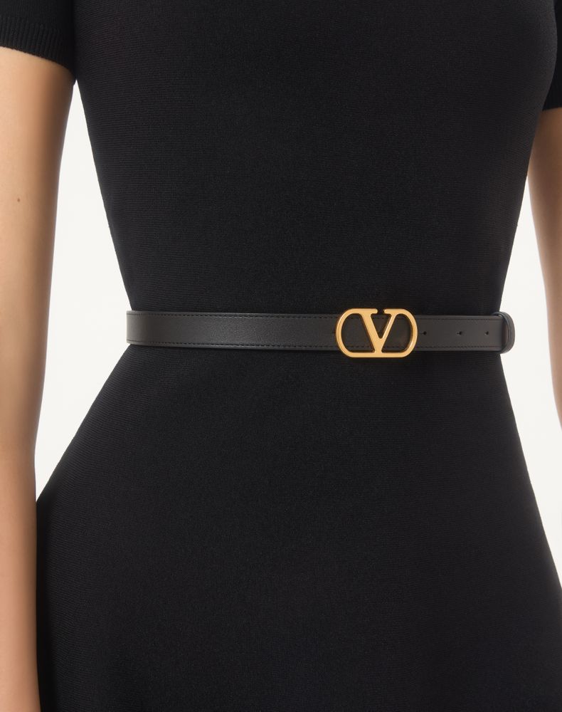 Valentino Garavani Vlogo Signature Belt In Shiny Calfskin 20 Mm Woman Black 085