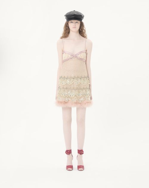 Valentino - Tulle Illusione Embroidered Short Dress - Pink - Woman - Ready To Wear