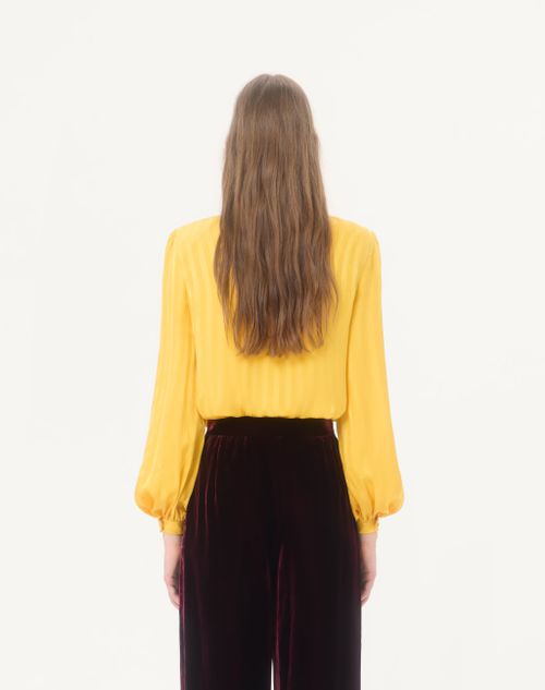 Valentino - Vlogo Striped Jacquard Top - Yellow - Woman - Shirts And Tops