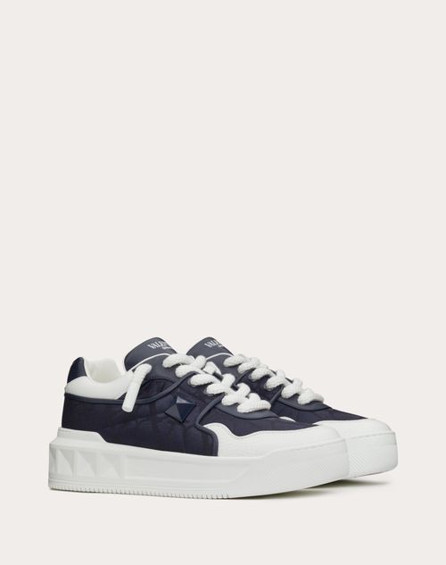 Valentino Garavani - One Stud Xl Low-top Sneaker In Nappa Leather And Jacquard Toile Iconographe Technical Fabric - Marine/white - Man - New Arrivals