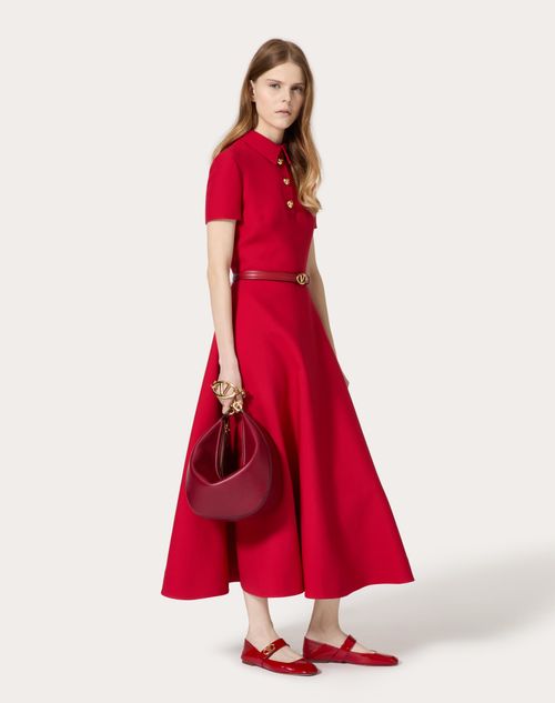 Valentino Garavani - Vlogo Moon Medium Grainy Calfskin Hobo Bag With Chain - Dark Red - Woman - Valentino Garavani Vlogo Moon