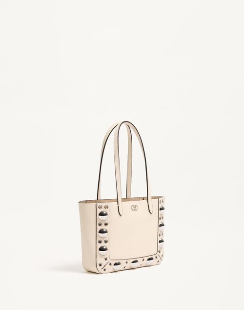 Valentino Garavani - Valentino Garavani Nellcôte Mini Shopping Bag In Grainy Calfskin - Light Ivory - Woman - Bags