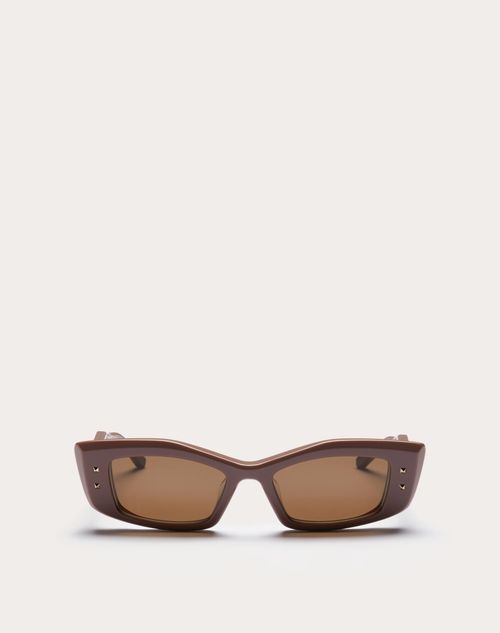 Valentino - V -rectangular Acetate  - Dark Brown/dark Brown - Woman - Woman View All