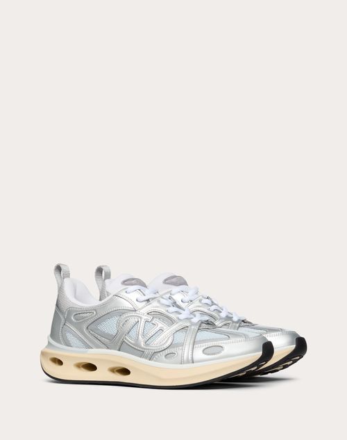 Valentino Garavani - Vlogo Easyjog Sneaker In Mirror And Fabric - White/silver - Woman - Sneakers