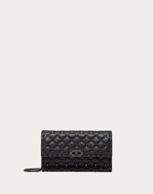 Valentino Garavani - Bandolera Rockstud Spike De Cuero Napa - Negro - Mujer - Bolsos De Hombro